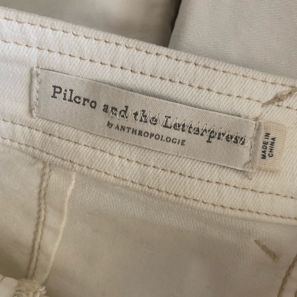 Pilcro and the Letterpress by Anthropologie White cotton flat front pants - Picture 9 of 11